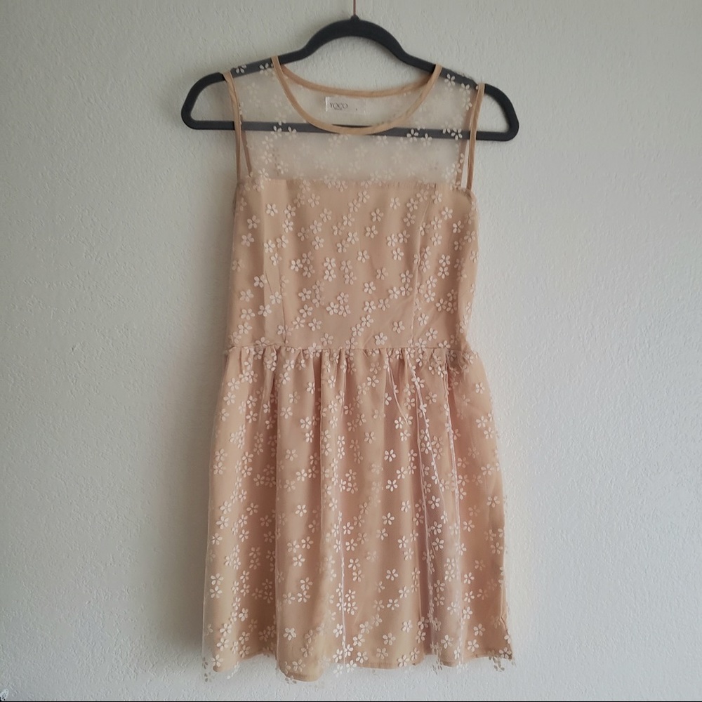 Yellow Floral Mesh Dress